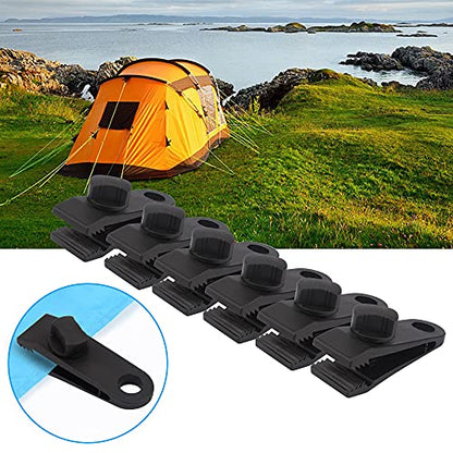 AOPRIE 10 Sets of Bungee Balls and Tarp Clips Black 6 Inches Ball Bungee Cord Heavy Duty Lock Grip Clamps Shark Fasteners Holder for Camping Tents Cargo Pool Awning Car Cover Holding Wire Hoses - size: 6 In Clips