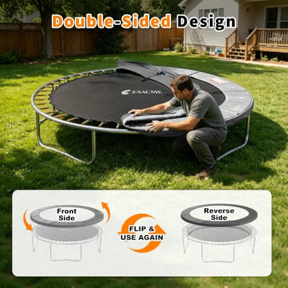 Exacme Double-Sided Round Trampoline Spring Cover, Replacement Safety Pad - color: Grey, size: 14FT