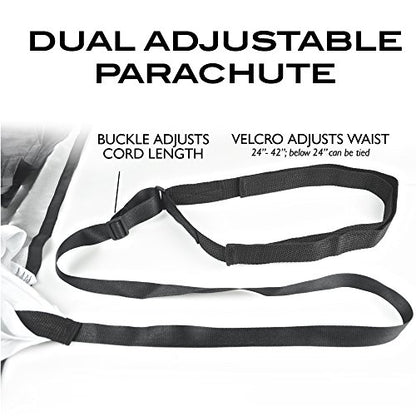 AGORA Sports Training Resistance Parachute for Football, Soccer, and Fitness Exercise Workout - 48" Diameter Parachute Adds 15-30 lbs of Resistance - Black