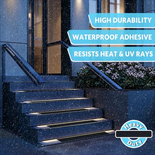 LifeGrip Outdoor Stair Treads Non-Slip 6"x30" 10-Pack Waterproof Heavy-Duty - color: Black, size: 6" x 30"