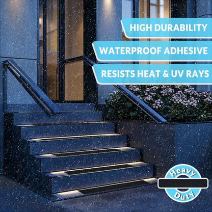 LifeGrip Outdoor Stair Treads Non-Slip 6"x30" 10-Pack Waterproof Heavy-Duty - color: Black, size: 6" x 30"