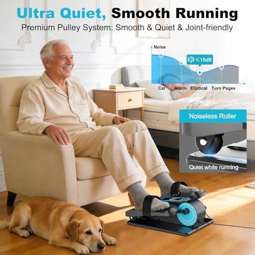 TDH Under Desk Elliptical Machine Leg Exerciser Electric - color: Blue