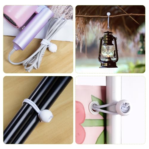 Ball Bungee Cord,Heavy Duty,30 Pcs White Tarp Ball Bungee Ties for Outdoor Camping Tarp (6 Inch)