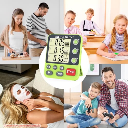 Digital Dual Kitchen Timer, Multiple Channels Countdown Timer - color: Green