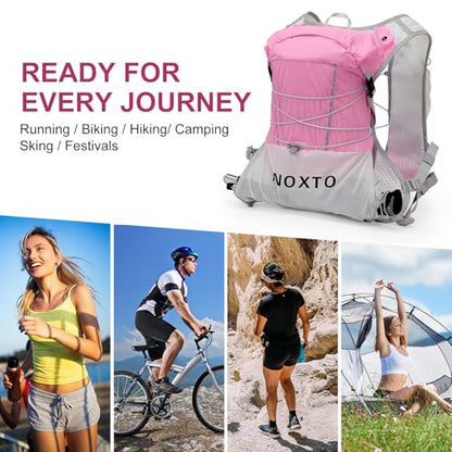 IX INOXTO Running Vest Hydration Backpack, Lightweight Running Backpack Hydration Pack with 1.6L Water Bladder Daypack for Trail Running Hiking Cycling Race Marathon for Women Men - color: Pink