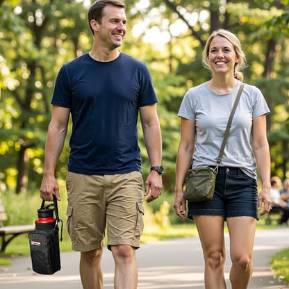 NATURE PIONEOR 40 oz Insulated Water Bottle with Carrier Bag & 3 Lids - color: Red Black, size: 40 Ounces
