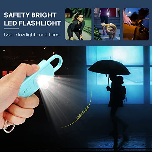 Personal Safety Alarm Keychain for Women 2PCS -130 dB Loud Siren with SOS Strobe Light, Flashlight, Double Speakers, Safe Defense Key Chain for Girls Kids Elders Emergency Call - color: Aqua