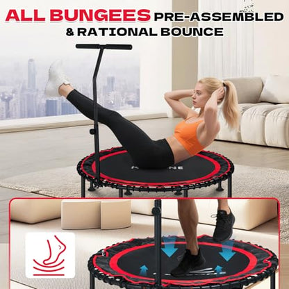 K KENSONE 40/48" Rebounder Trampoline for Adults, Bungee, 450/550 LBS Quiet - color: Red, size: 48" T-Bar