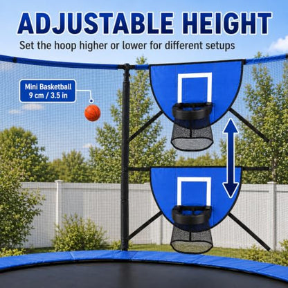 Trampoline Basketball Hoop Set, 4 Mini Balls & Pump Included