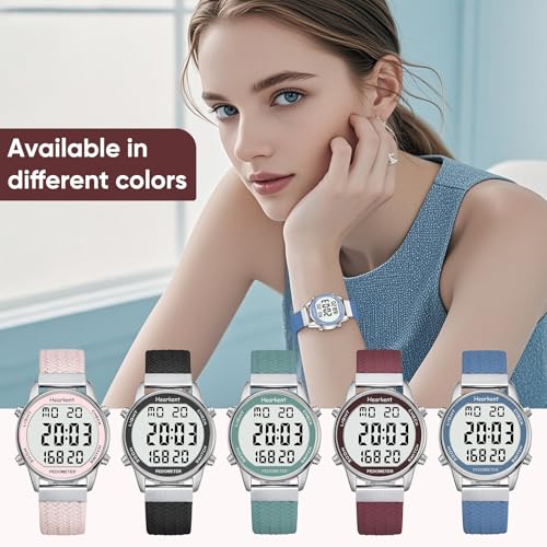 Hearkent Pedometer Watch,Step,Mileage&Calorie Tracker,Large Numbers - color: Black