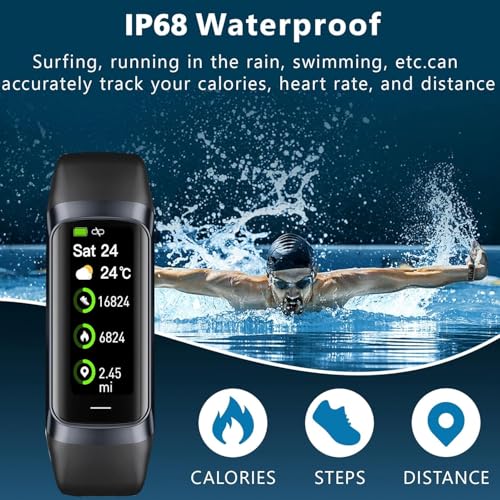 Fitness Tracker Activity Tracker Smart Watch 1.10''AMOLED Touch Color Screen,Smart Watch with 24/7 Blood Oxygen Heart Rate,Sleep Monitor,IP68 Waterproof,Step Counter Health for Women Men，Black