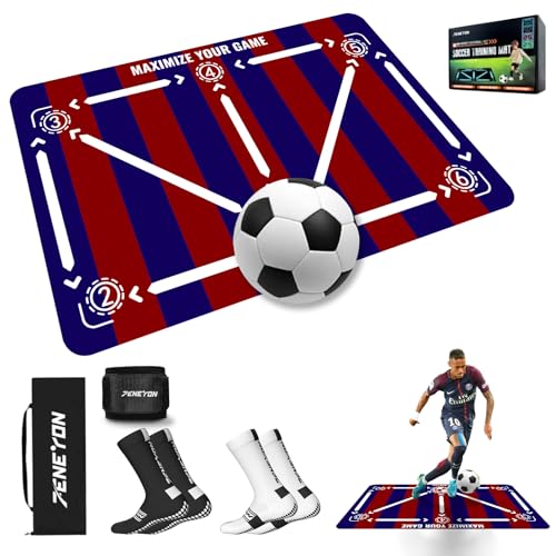 Soccer Training Mat, Soccer Training Equipment, Soccer Gifts for Boys 8-12 - color: Stripes, size: 47*31 IN