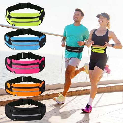 Men Women Running Belt Waist Pack Waterproof Jogging Waist Bag Adjustable Sports Workout Reflective Fanny Pack Runners Belt (Green) - color: Green