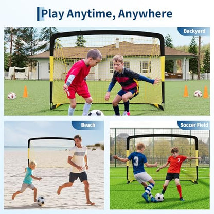 6x4 ft Soccer Goal Set with 2-Pack Portable Pop-Up Soccer Nets