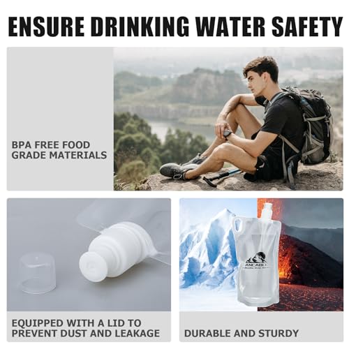 Ancable 33oz Collapsible Water Bottles, 6-Pack Reusable Travel Foldable Water Bottles for Hiking Camping Running Bike, BPA-Free Water Bottle - color: Clear x 6, size: 33 Ounces