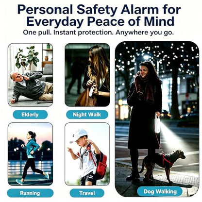 Personal Alarm Keychain 130dB Loud Siren, USB-C Safety Alarm with LED Flashlight & Strobe Light, Emergency Panic Button for Women, Elderly, Seniors, Night Running, Outdoor Travel (White) - color: White