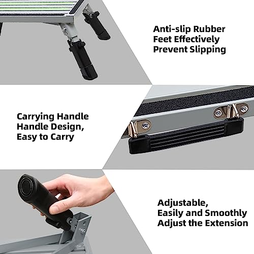 Homeon Wheels Adjustable RV Step, Reflective Strip Non-Slip Platform - color: Gray Luminous