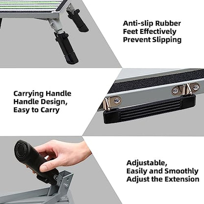 Homeon Wheels Adjustable RV Step, Reflective Strip Non-Slip Platform - color: Gray Luminous
