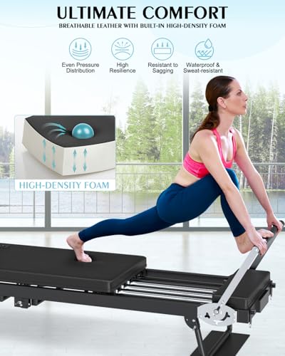 91.3" Pilates Reformer Foldable, TYRSEN Adjustable Pilates Machine, Springs and Cords Dual Resistance Customizable, Longer Smooth Rail, Jump Board, Full-Body Workout Equipment Home Use, Up to 400 lbs