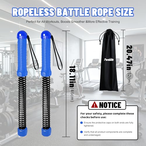 Perantlb Poly Battle Rope with Cloth Sleeve -1.25/1.5/2 Inch Diameter 30' 40' 50' Lengths -Gym Muscle Toning Metabolic Workout Fitness, Battle Ropes for Home Gym - style: Ropeless Blue