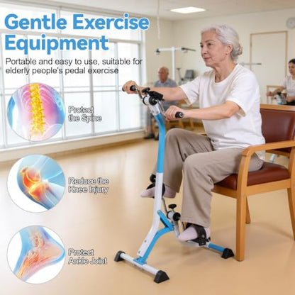 Pedal Exercise Bike, Adjustable Height Under Desk Exerciser for Seniors Leg and Arm Physical Therapy, Smooth Resistance Fitness Equipment with LCD Display for Home Workout