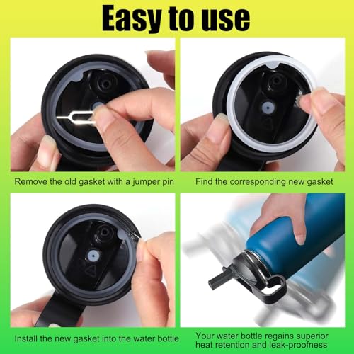 Vodolo Silicone Gasket Replacement for Thermoflask 24oz/32oz/40oz/64oz, Each with Pick for Water Bottle Straw Lid, Chug Lid & Chug Spout - color: 12PCS