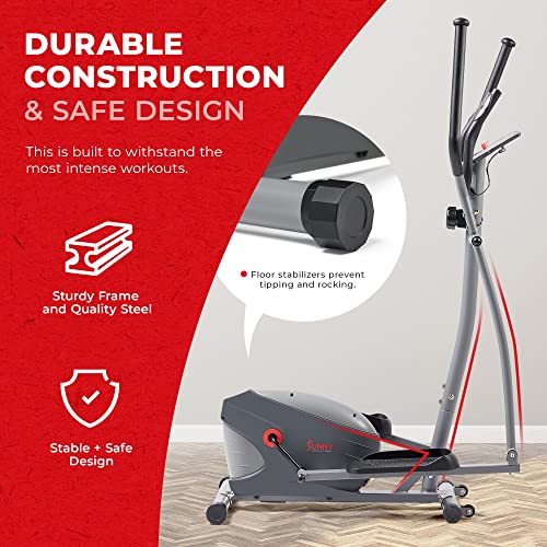 Sunny Health & Fitness Upright Elliptical for Full Body Arm Leg Workout - color: Matte Black