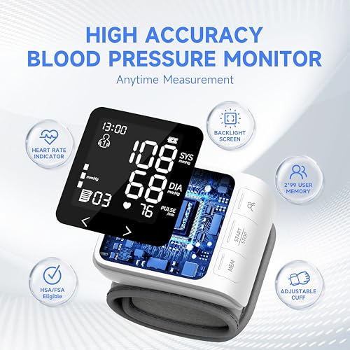 VivaGuard Wrist Cuff Blood Pressure Monitor, FDA-Cleared FSA&HSA Eligible