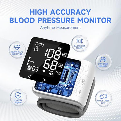 VivaGuard Wrist Cuff Blood Pressure Monitor, FDA-Cleared FSA&HSA Eligible