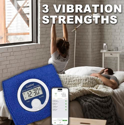 Coolfire Vibrating Alarm Clock Wristband, Silent Wake-Up Watch for Heavy Sleepers, Won’t Disturb Partner, Couples/Roommates, Deaf/Hearing Impaired, 4 Alarms, Bluetooth App, Rechargeable (Blue) - color: Blue