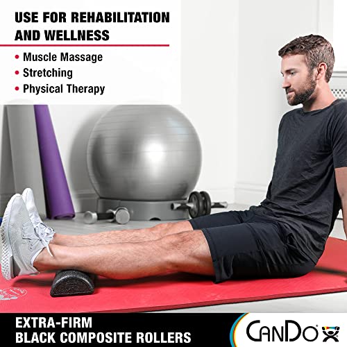 CanDo Black Composite High-Density Foam Rollers for Muscle Restoration Massage Therapy Sport Recovery and Physical Therapy 6" x 12" Half-Round - size: 6" x 12", style: Half-Round