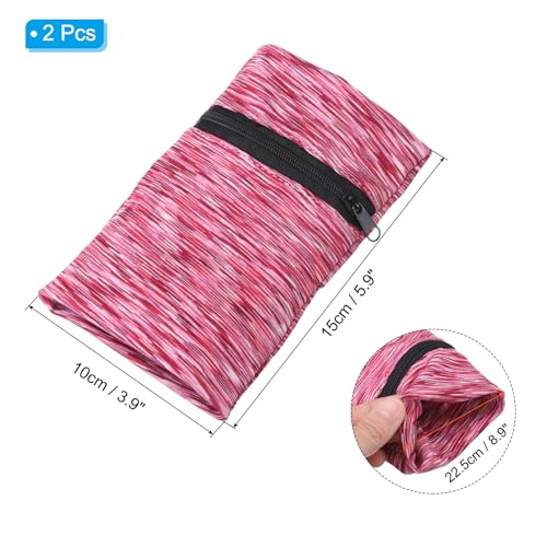 PATIKIL Wrist Pouch Wrist Wallet Sports Wristband Wallet with Zipper Pocket for Running Jogging Hiking Cycling Yoga - color: Rose Red