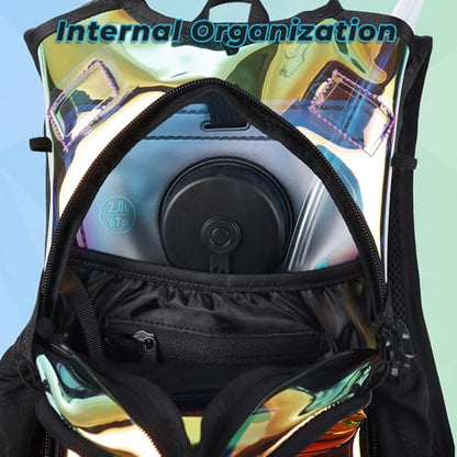 ELYTRA Air Hydration Pack with 2L Bladder, Magnetic Tube Clip | Customizable Rave & Festival Backpack | Lightweight Hydration Backpack for Hiking, Running, Biking & Outdoor Adventures - color: Galaxy