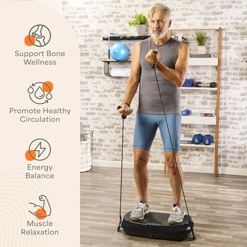 Lifepro Waver Mini Vibration Plate Exercise Machine with Resistance Bands - color: Black