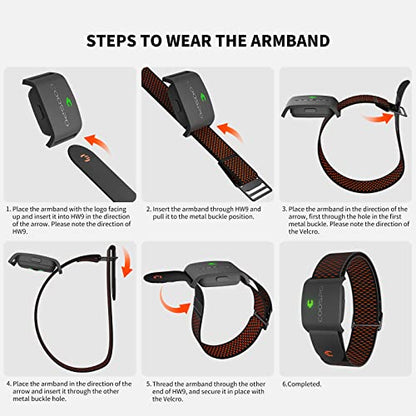 COOSPO HW9 Bluetooth 5.0 ANT+ Heart Rate Monitor Armband with HR Zones/Calories Burned, Optical HRM Sensor for Fitness Training/Cycling/Running,Compatible with Peloton,DDP Yoga,Wahoo