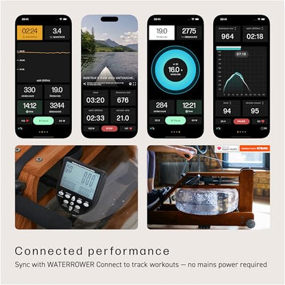 WaterRower Walnut Rowing Machine with S4 BLE Monitor | USA Made Water Rower | Original Handcrafted Erg Machine for Home Use & Gym | Best Warranty - color: Lo-Rise
