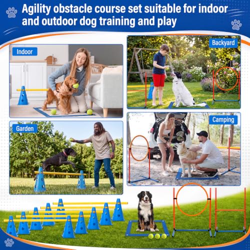 Junkin 27 Pcs Dog Agility Course Equipment Set, Blue