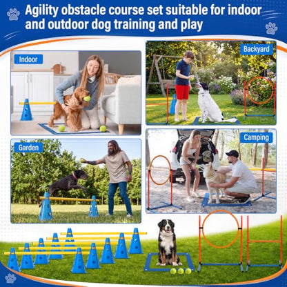 Junkin 27 Pcs Dog Agility Course Equipment Set, Blue