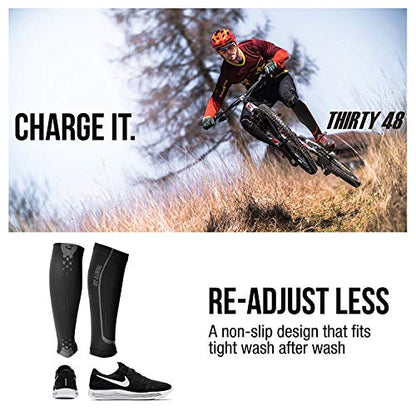 Graduated Compression Sleeves by Thirty48 Cp Series, Calf/Shin Splint Guard Sock , 2 Pk Black/Gray - Gray/Green , Medium - color: [2 Pairs] Black & Green, size: Medium