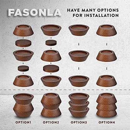 FASONLA Bed Risers, Furniture Risers (Set of 8-Height 1") Can be Adjusted to 2'' 3''or 4'', Lifts Furniture Risers, Solid Natural Wood Risers, Non-Slip Recessed Hole (Walnut Color) - color: Walnut Color