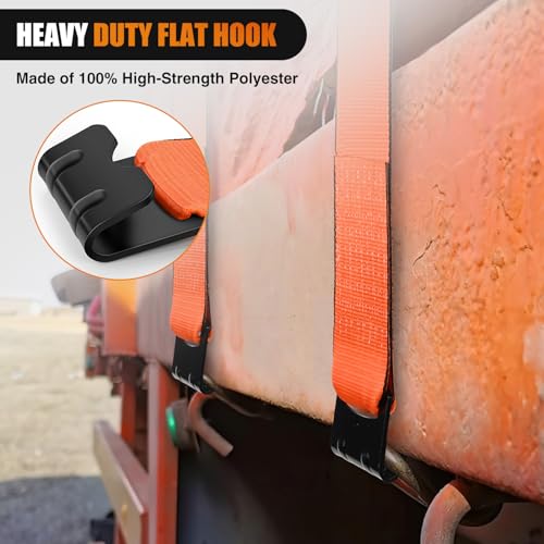 Nilight Truck Straps 4" x 30' Heavy Duty Tie Down with Flat Hooks - color: 4in x 30ft Truck Straps 4PCS Orange