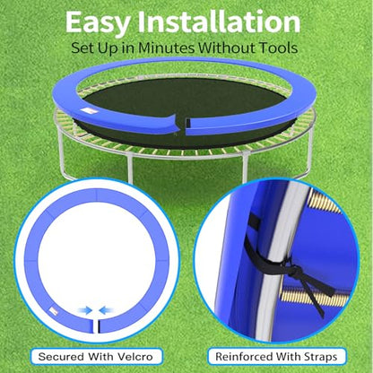 ACWARM HOME 16FT/15FT/14FT/12FT/10FT Trampoline Safety Pad Replacement, Round Trampoline Spring Protection Cover, Fits 16FT/15FT/14FT/12FT/10FT Frames, Water-Resistant Trampoline Accessories - color: Blue, size: 15FT