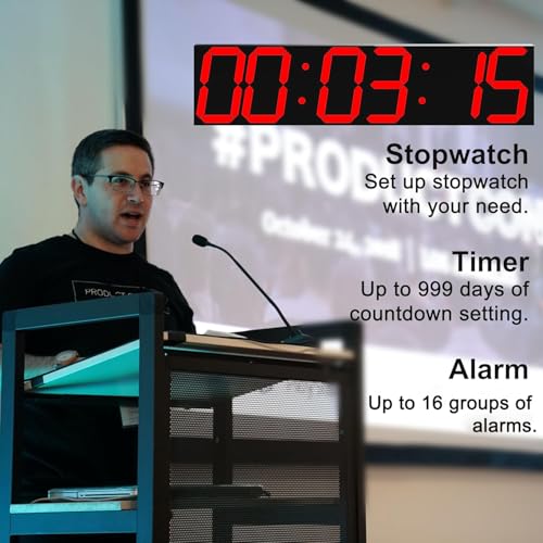 CHKOSDA Digital Wall Clock, Oversize Led Digital Clock Large Display with Auto Dimmer, Huge Countdown Timer with Remote Control, 27" Wide Led Display, 6 Digits, Wall Mount, Date and Temperature (Red) - color: Red