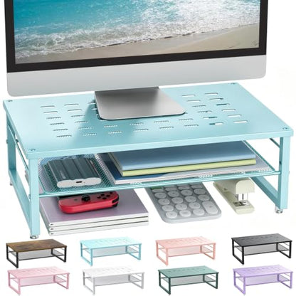 gianotter 2-Tier Metal Monitor Stand Riser - color: Blue