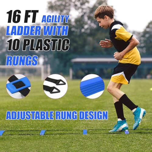 BaseGoal Soccer Goal for Backyard,with Bow Frame and Agility Ladder - size: 14x7 ft
