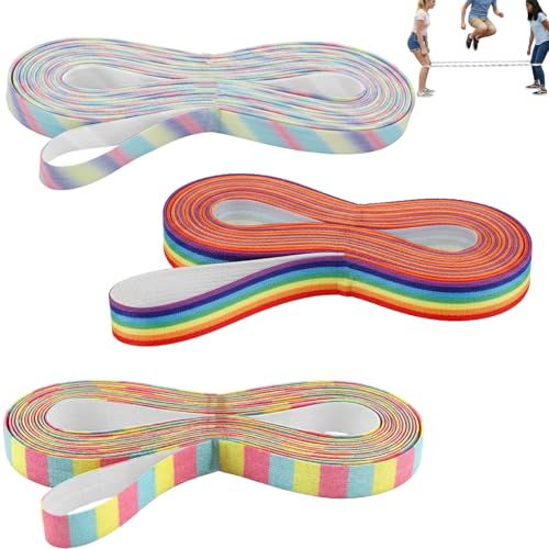 Yopay 3 Pack 4m Long Chinese Jump Rope, Skipping Rope for Children, 1.5cm Wides Elastic Chinese Ropes Indoor and Outdoor Activities for Age Over 14 years