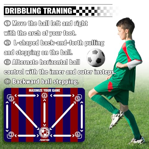 Soccer Training Mat, Soccer Training Equipment, Soccer Gifts for Boys 8-12 - color: Stripes, size: 35*23 IN