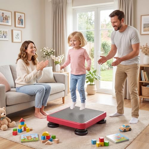 Goplus Kids Rebounder Bouncing Board, 24" x 20" Mini Trampoline - color: Red