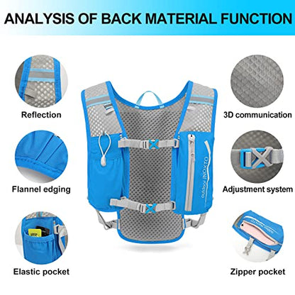 INOXTO Running Hydration Vest Backpack,Lightweight Insulated Pack with 1.5L Water Bladder Bag Daypack for Hiking Trail Running Cycling Race Marathon for Women Men - color: Blue White stripes
