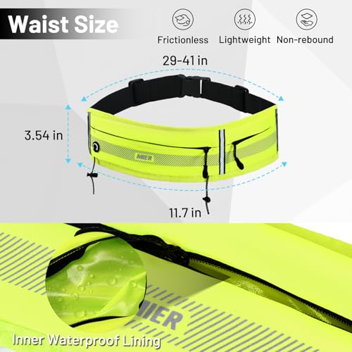 MIER Running Belt for Women & Men, Fanny Pack with Marathon Bib Clip, Neon - color: Neon Yellow